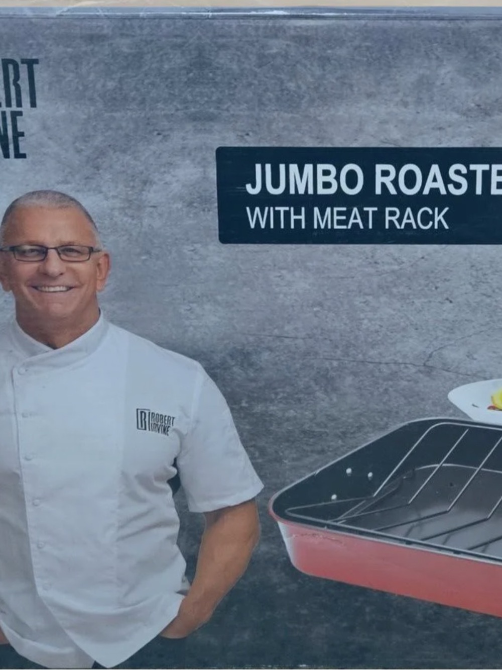 Robert Irvine Jumbo Roaster with Meat Rack - Red